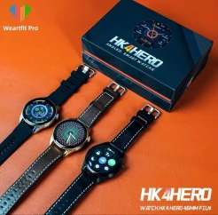 HK4 Hero Smartwatch, Amoled Display, Round Dial, Bluetooth Calling, Health, Android iOS 2023,